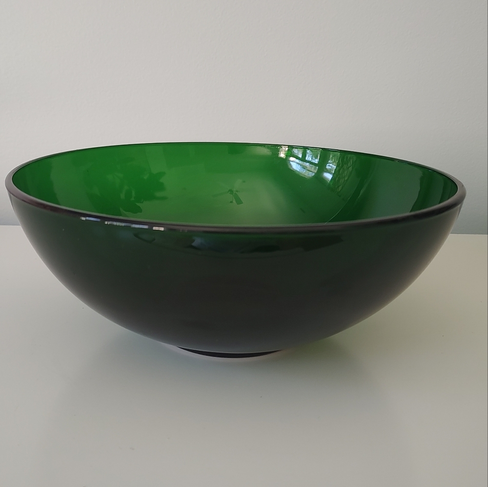 Vintage Anchor Hocking Forest Green Punch / Salad Bowl 10" - Picture 2 of 7